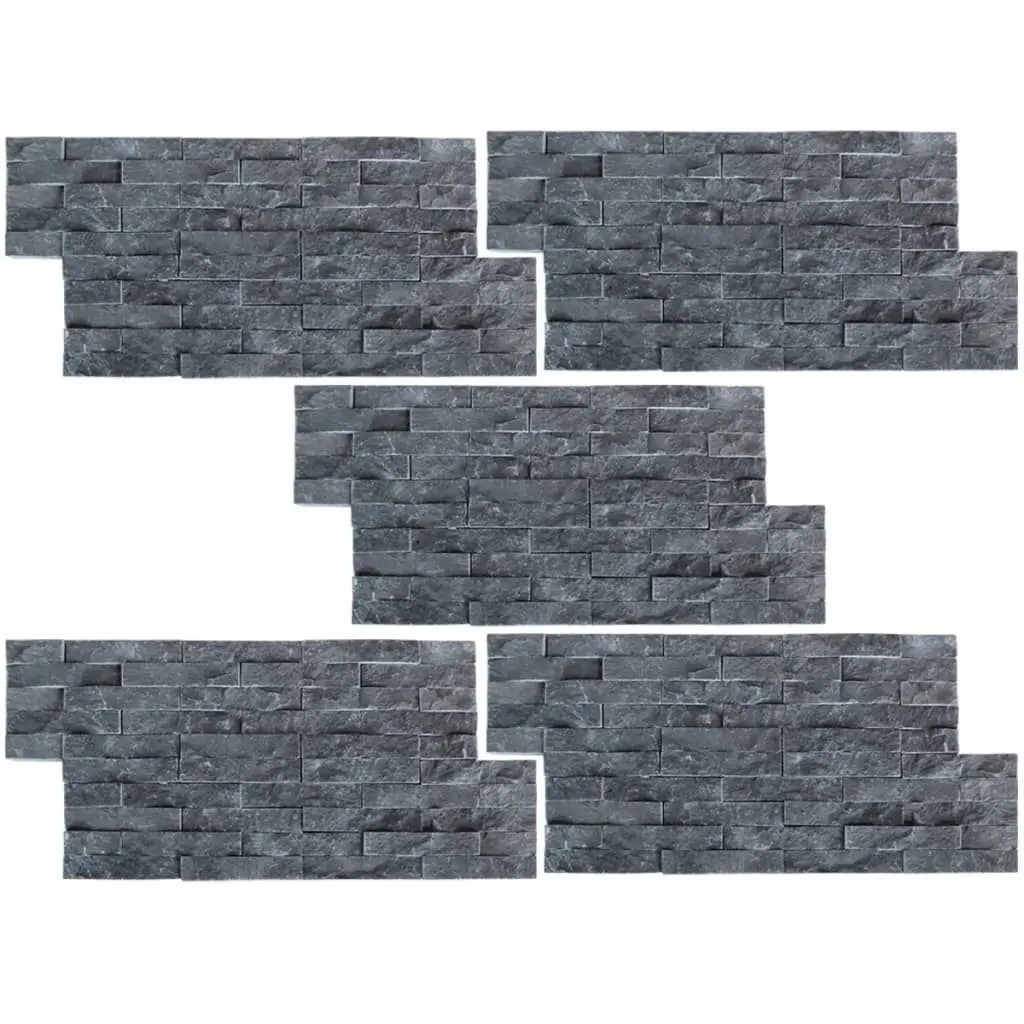 Wall Cladding Panels 5 Piece Set Marble Black 5.4 Square Feet