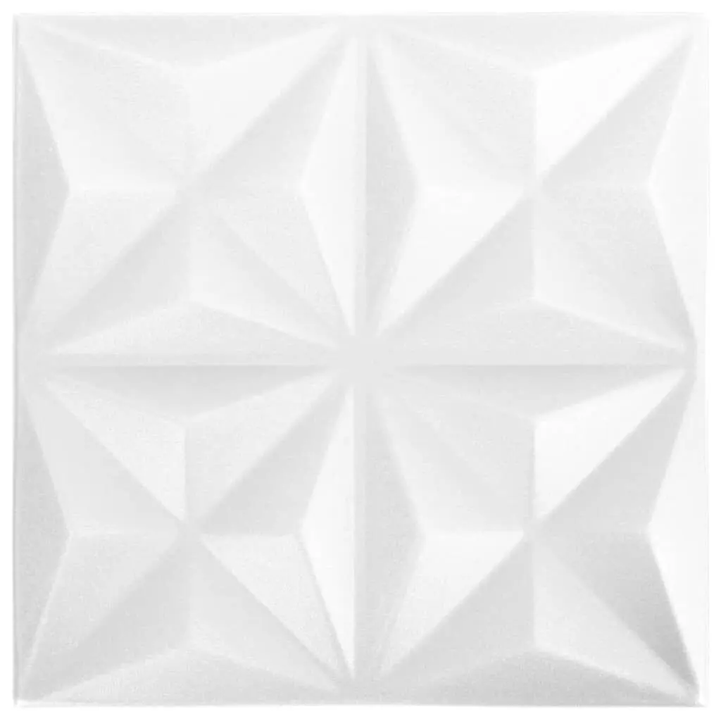 3D Wall Panels 48 pcs 19.7x19.7 Origami White 129.2 ft² Complete Wall Covering