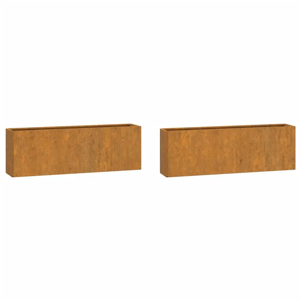 Wall Planters 2 Piece Set Rusty Corten Steel Modern Garden Decor