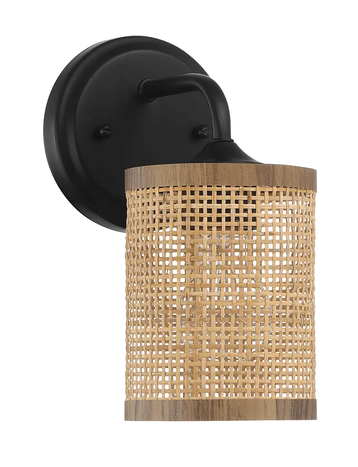 Reef Single Lights Wall Sconce Natural Rattan Shade Rustic Wicker Lighting Fixture ashcroft furniture