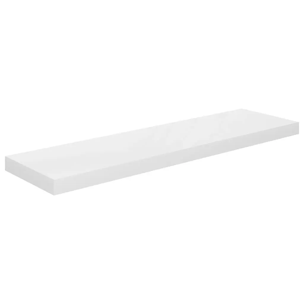 35.4 Inch Floating Wall Shelf High Gloss White MDF Modern Display
