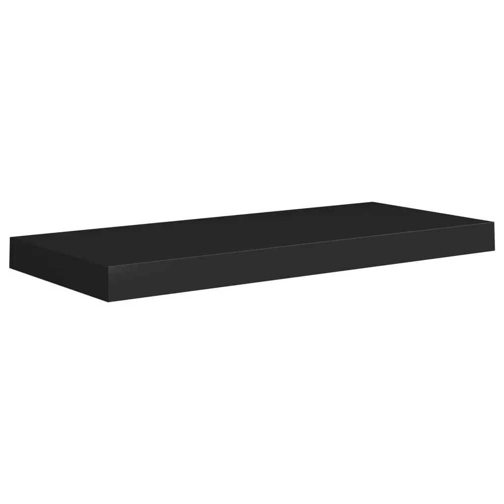 Black Floating Wall Shelf 23.6x9.3x1.5 Inches MDF Minimalist Storage