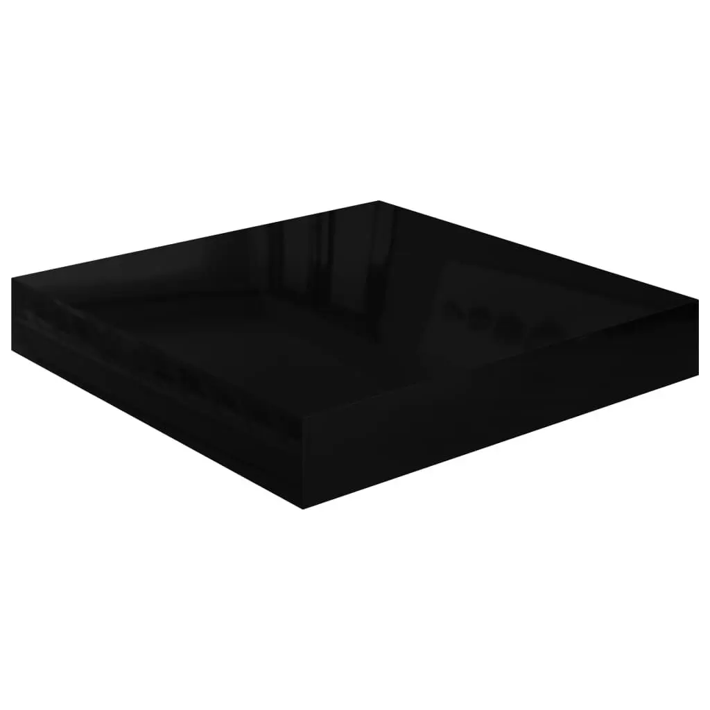 Floating Wall Shelf High Gloss Black 9.1x9.3x1.5 Inches MDF Home Decor