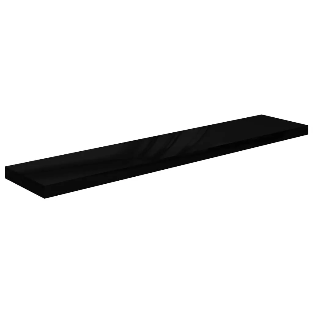 Floating Wall Shelf High Gloss Black 47.2x9.3x1.5 Inches MDF Modern Storage