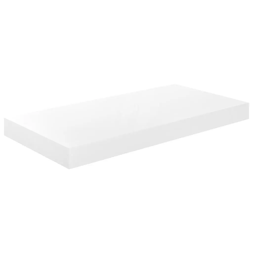 Floating Wall Shelf High Gloss White 19.7x9.1x1.5 Inches MDF Modern Decor