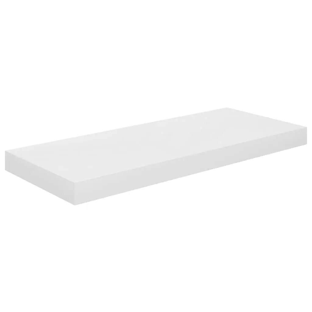 Floating Wall Shelf High Gloss White 23.6x9.3x1.5 Inches MDF Modern Decor