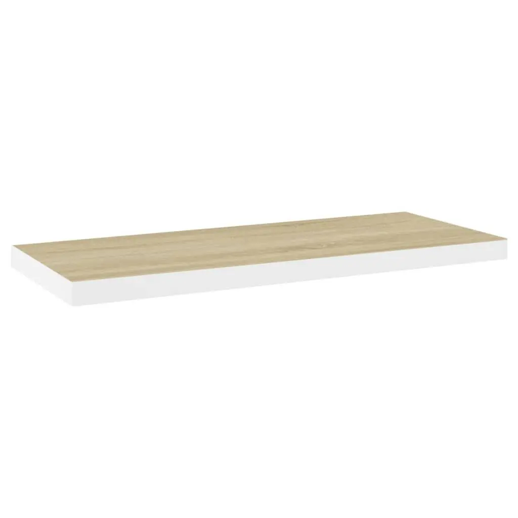 Floating Wall Shelf Oak and White 31.5x9.3x1.5 Inches MDF Modern Storage