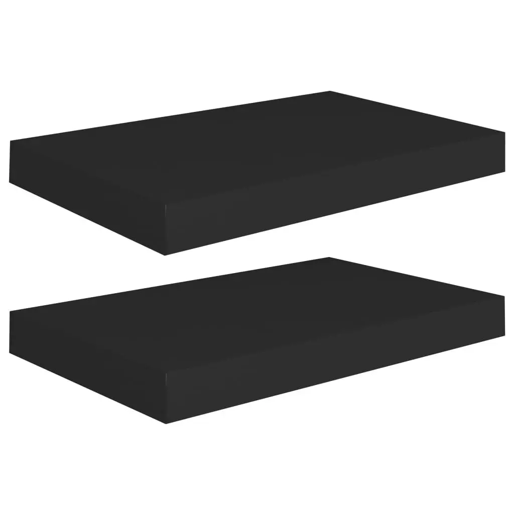 Floating Wall Shelves 2 Pack Black 15.7x9.1x1.5 Inches MDF Modern Storage