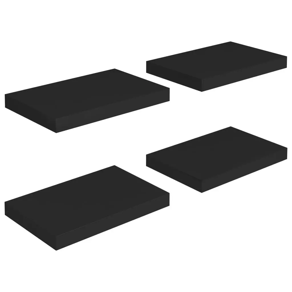 Floating Wall Shelves 4 pcs Black 15.7x9.1x1.5 MDF Modern Shelving