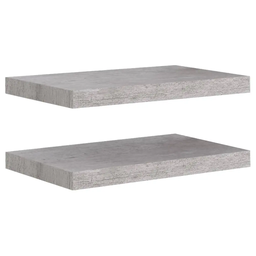 Floating Wall Shelves 2 pcs Concrete Gray 19.7x9.1x1.5 MDF Modern Display Shelves