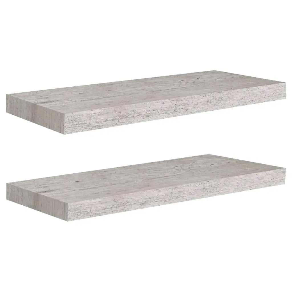 Floating Wall Shelves 2 pcs Concrete Gray 23.6x9.3x1.5 Inch MDF Modern Storage