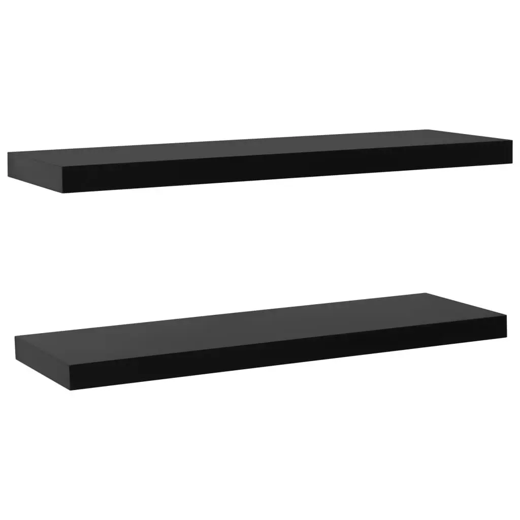 2 Piece Floating Wall Shelves Black 47.2x7.9x1.5 Inches Modern Shelving