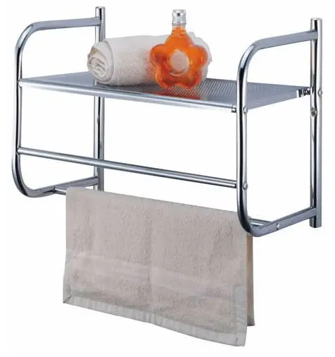 Simple Spaces BR32-CH Wall Rack Metal Shelf Chrome Bathroom or Kitchen