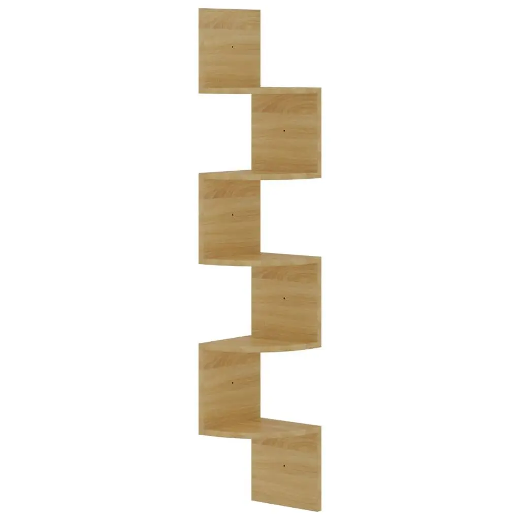 Wall Corner Shelf Sonoma Oak 7.5x7.5x48.4 Engineered Wood Floating Shelf