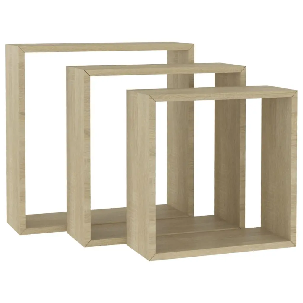 Wall Cube Shelves 3 Pack Sonoma Oak Floating Shelves Storage