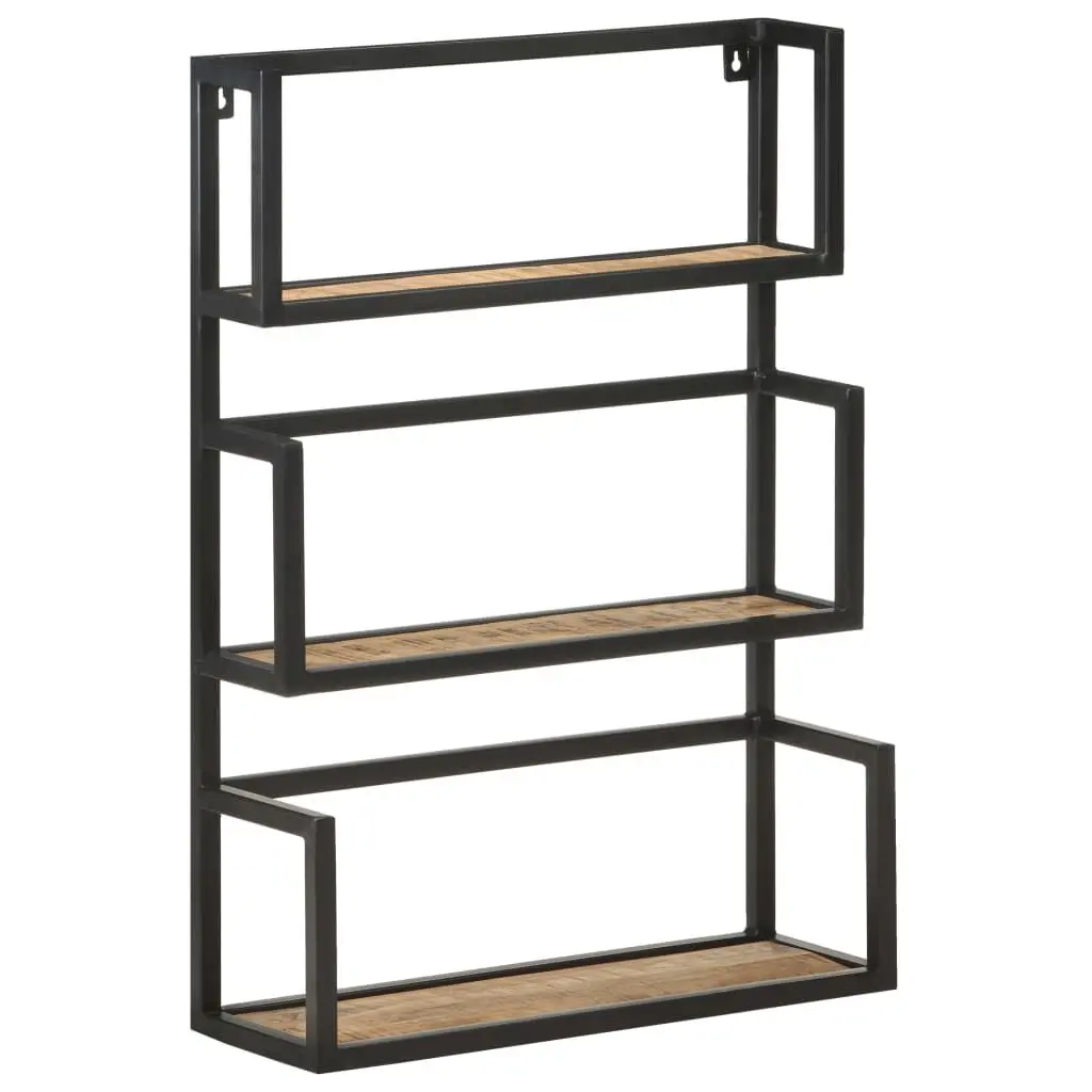 Wall Shelf 23.6x7.9x33.5 Inches Rough Mango Wood Floating Shelf