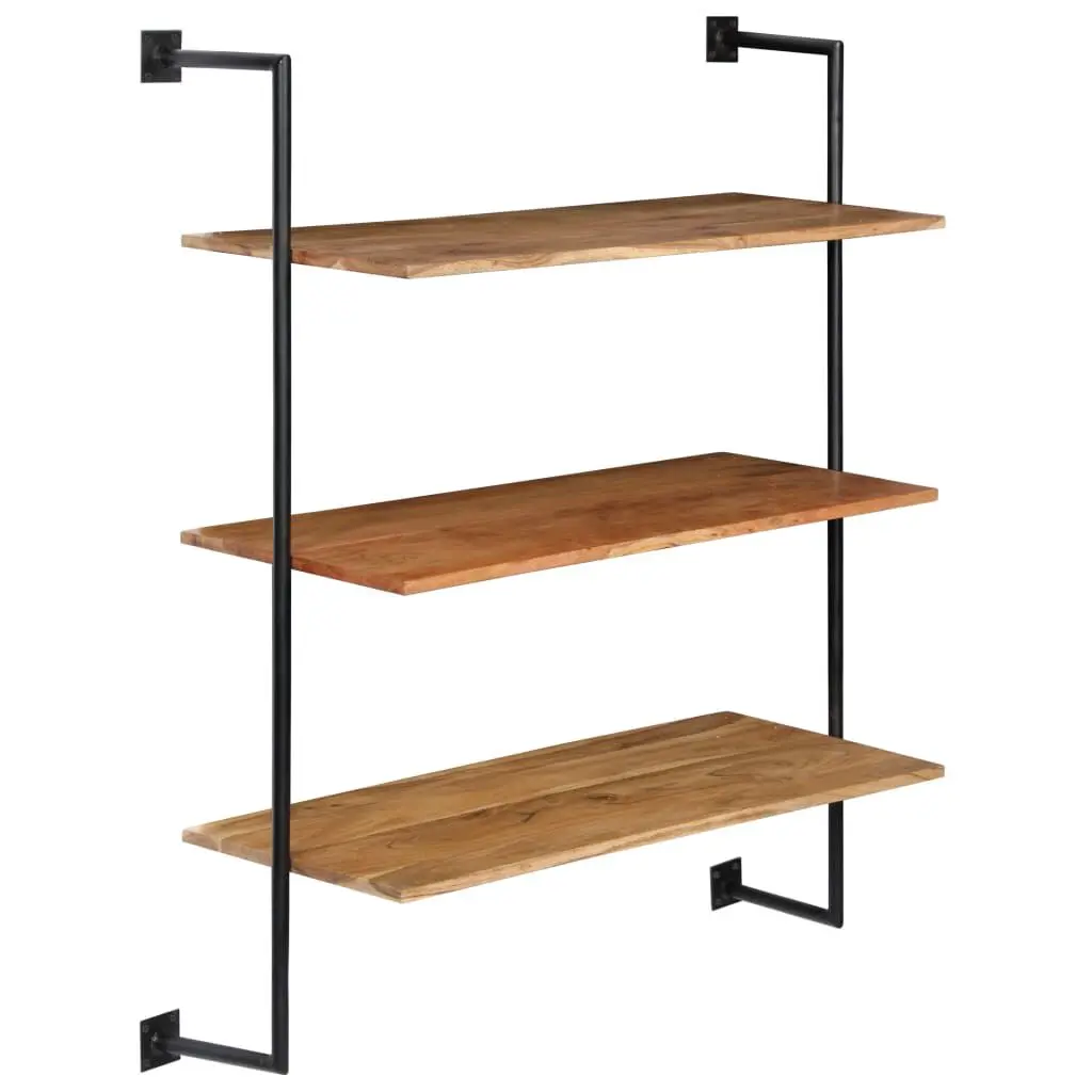Wall Shelf 37x13.7x44.4 Inches Solid Acacia Wood Modern Shelving