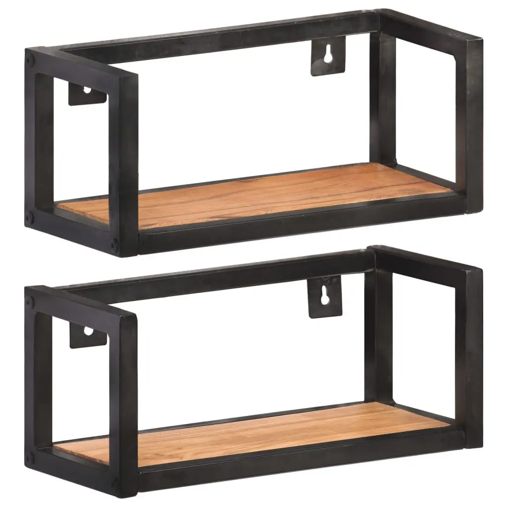 Wall Shelves 2 Pack 15.7 Inches Solid Acacia Wood Floating Shelves