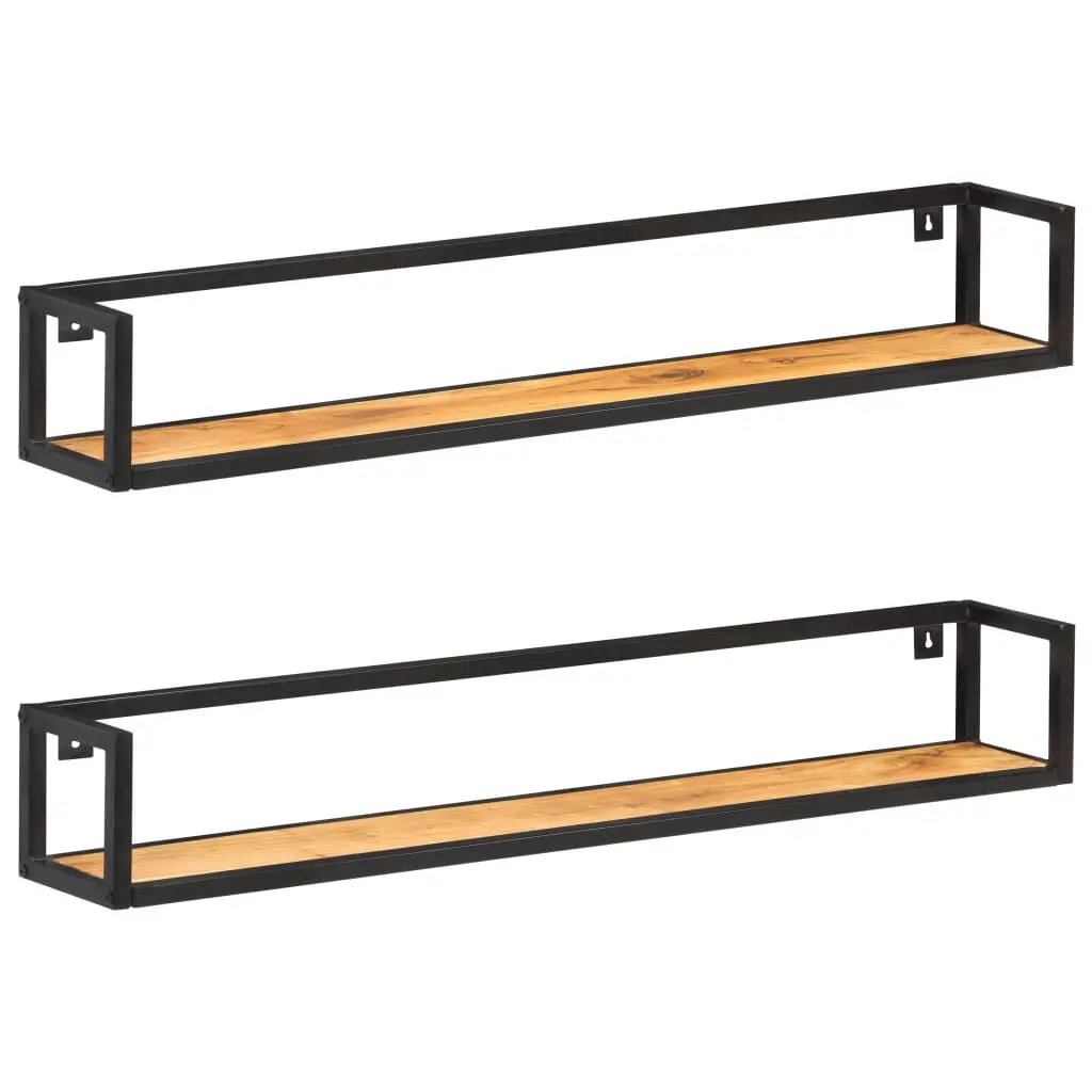 Wall Shelves 2 Pack 47.2 Inches Solid Acacia Wood Extra Long Floating Shelves