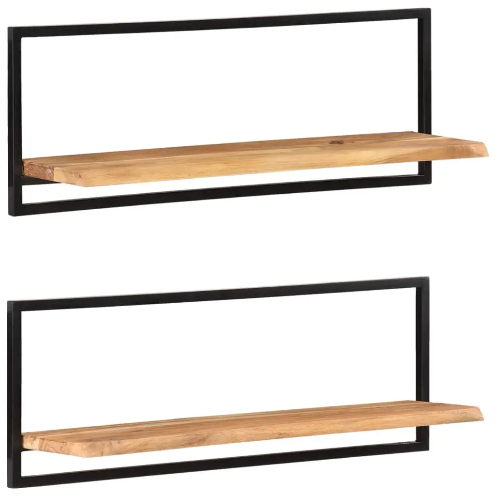 Wall Shelves 2 pcs 39.4x9.4x13.8 Inches Solid Wood Acacia and Steel Floating Shelves