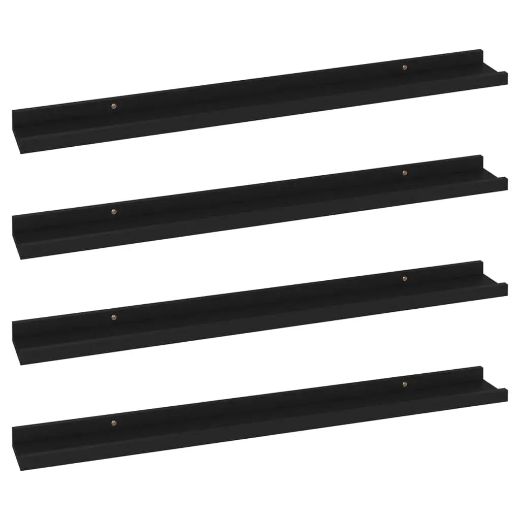 Wall Shelves 4 pcs Black 31.5x3.5x1.2 Inches Contemporary Storage Shelves