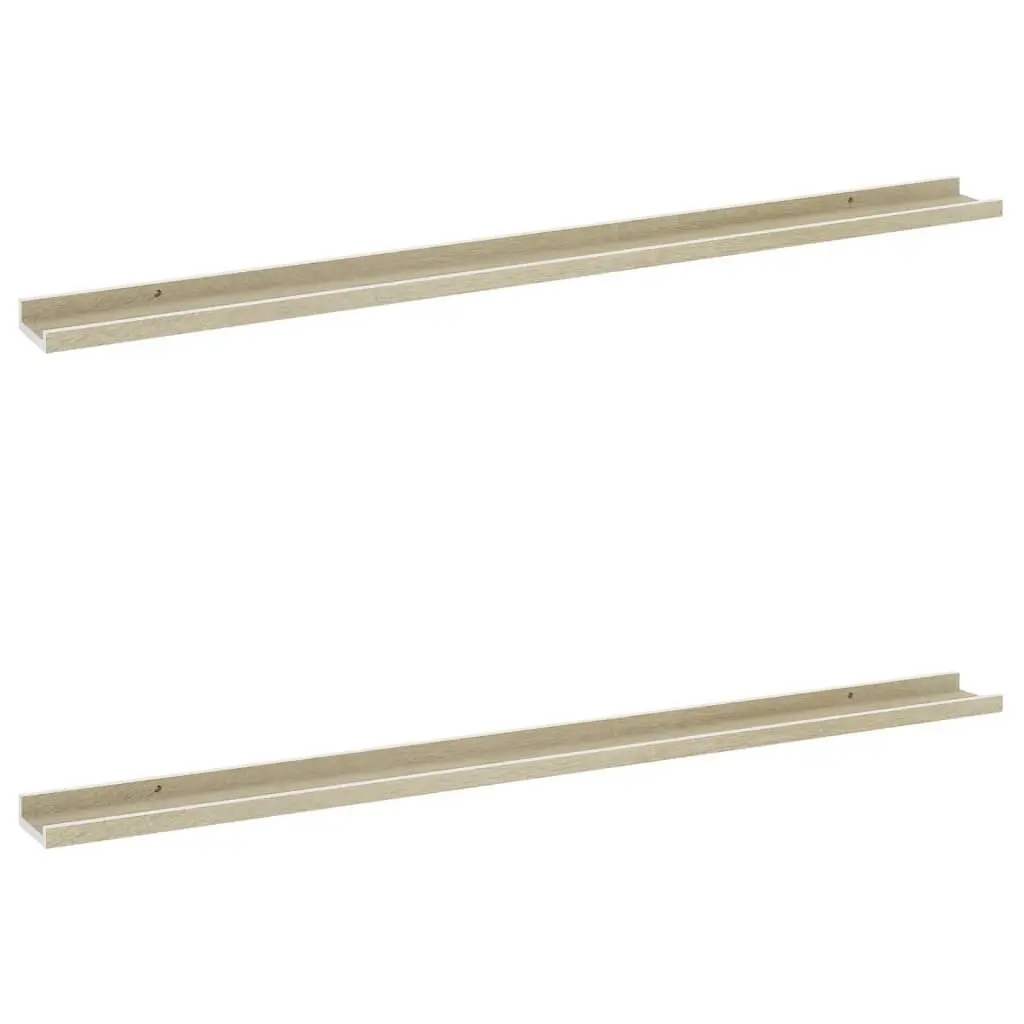 Wall Shelves 2 pcs White and Sonoma Oak 45.3x3.5x1.2 Inches Floating Shelves