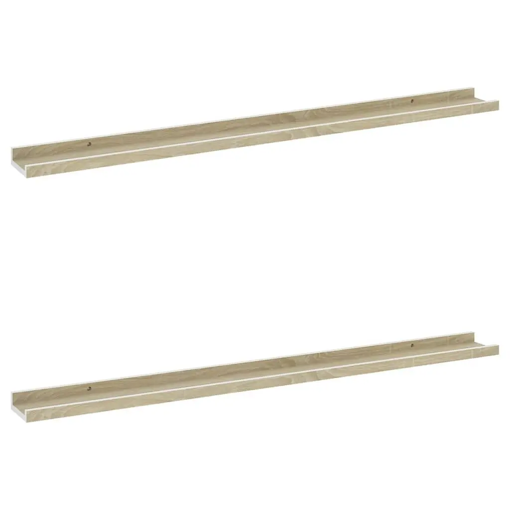 Wall Shelves 2 pcs White and Sonoma Oak 39.4x3.5x1.2 Inches Set