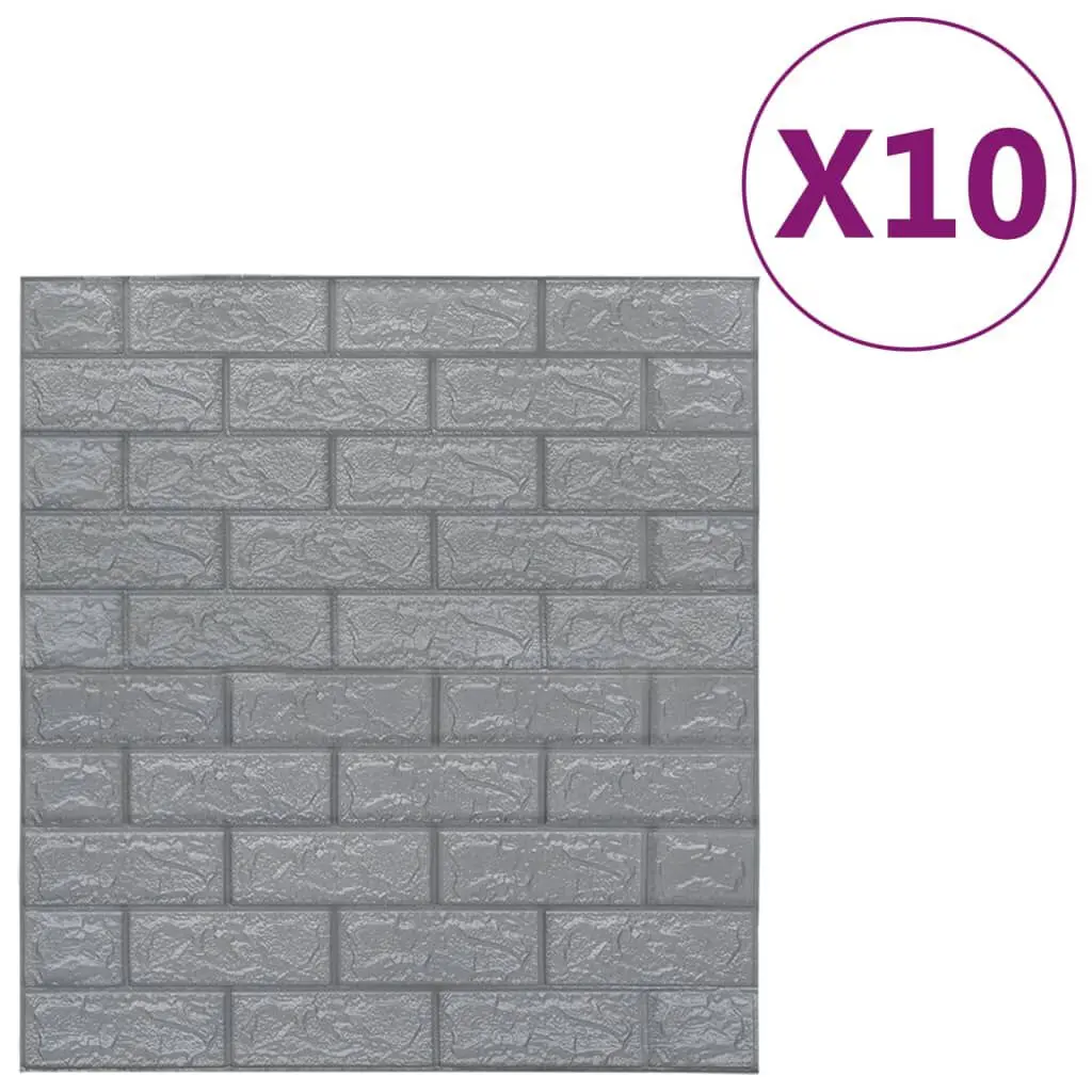 3D Wallpaper Bricks Self-adhesive 10 pcs Anthracite Peel and Stick