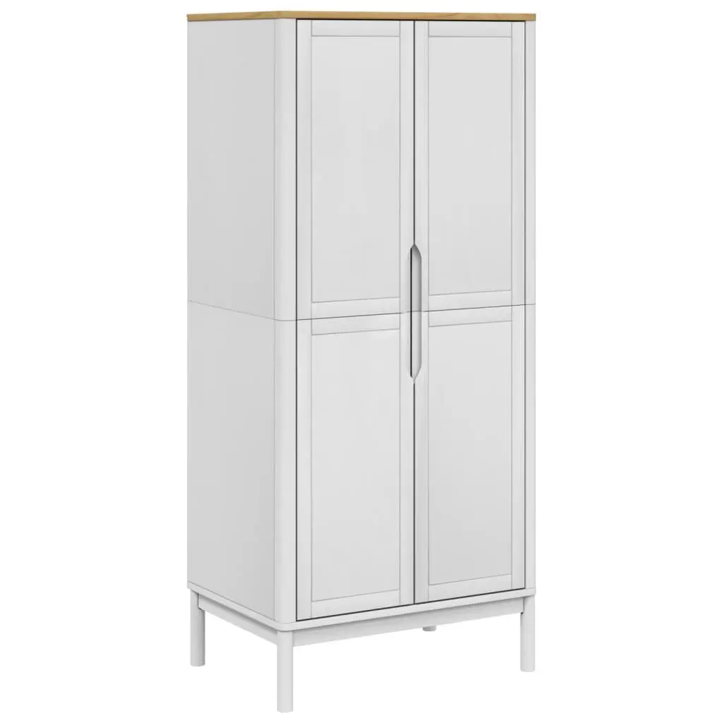 FLORO White Solid Wood Pine Wardrobe 30.3x20.9x67.3 Inch Bedroom