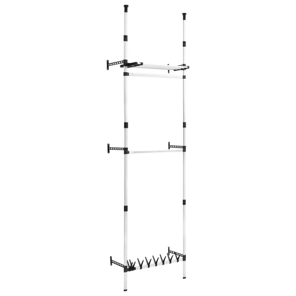 Telescopic Wardrobe System Rods and Shelf Aluminum Closet Organizer