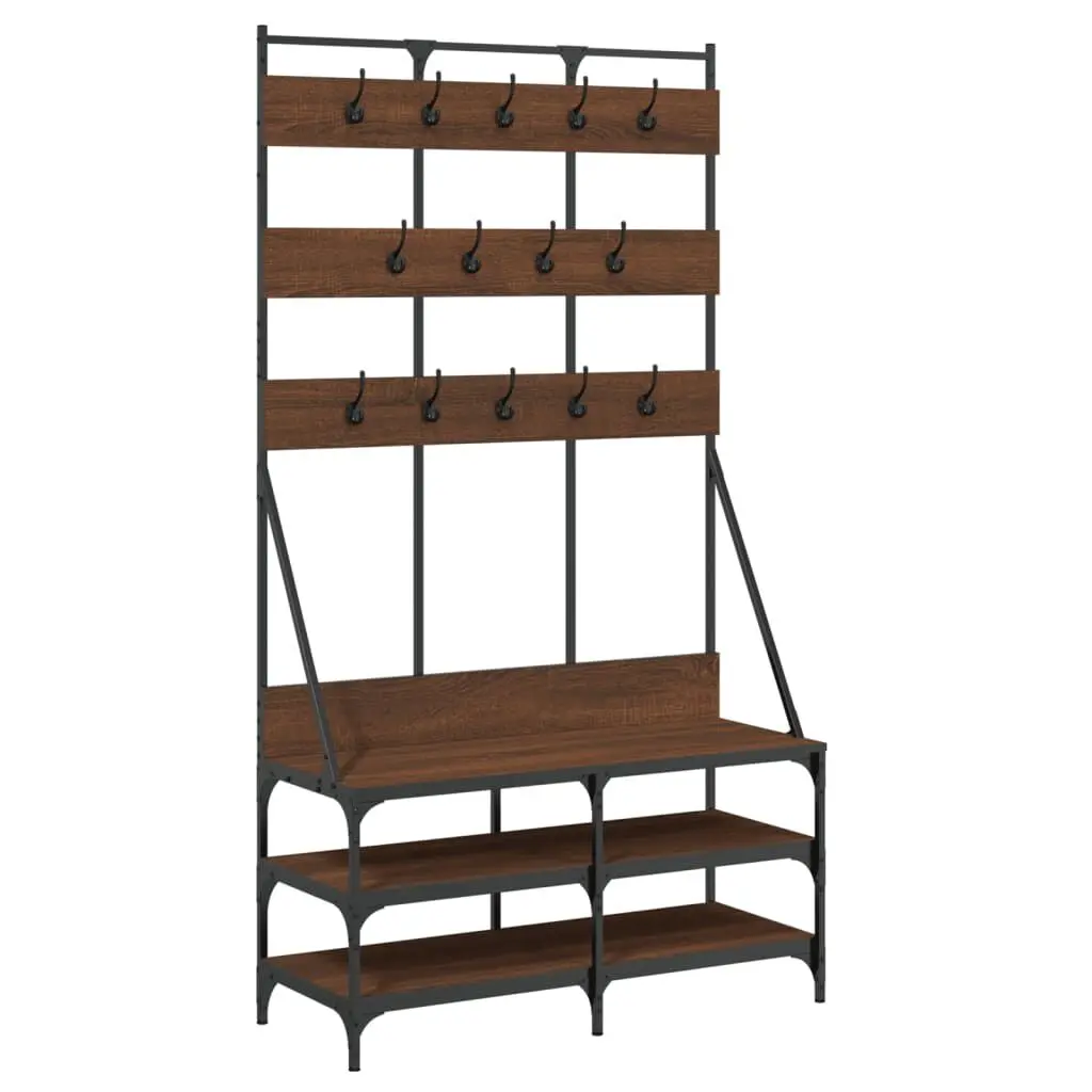 Clothes Rack Shoe Storage Brown Oak 39.4x15.7x72.4 Inches