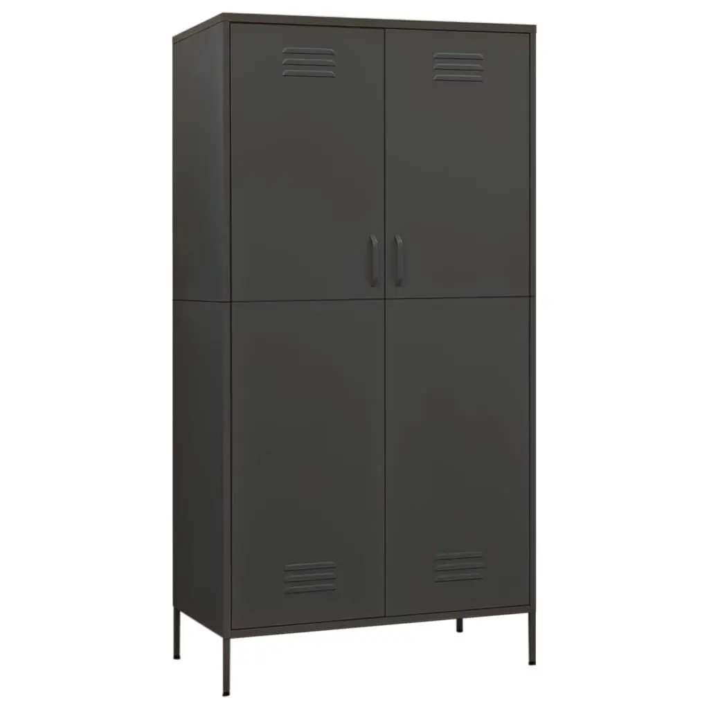 Wardrobe Anthracite 35.4x19.7x70.9 Steel Closet Storage Cabinet