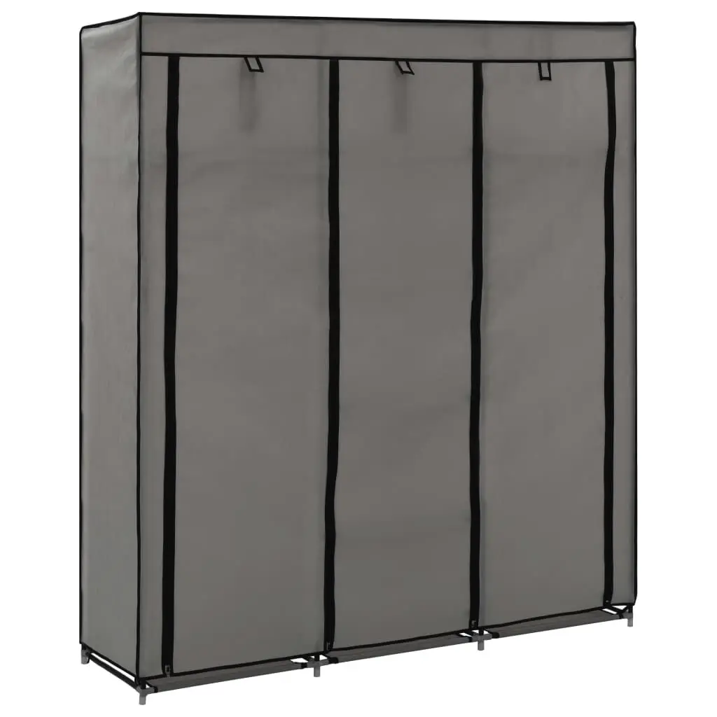 Wardrobe Compartments and Rods Gray 59.1x17.7x68.9 Inches Fabric Storage