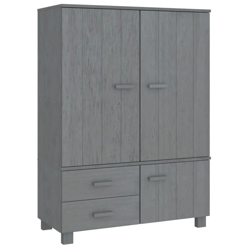 Wardrobe HAMAR Dark Gray 39x17.7x53.9 Inch Solid Wood Pine Closet