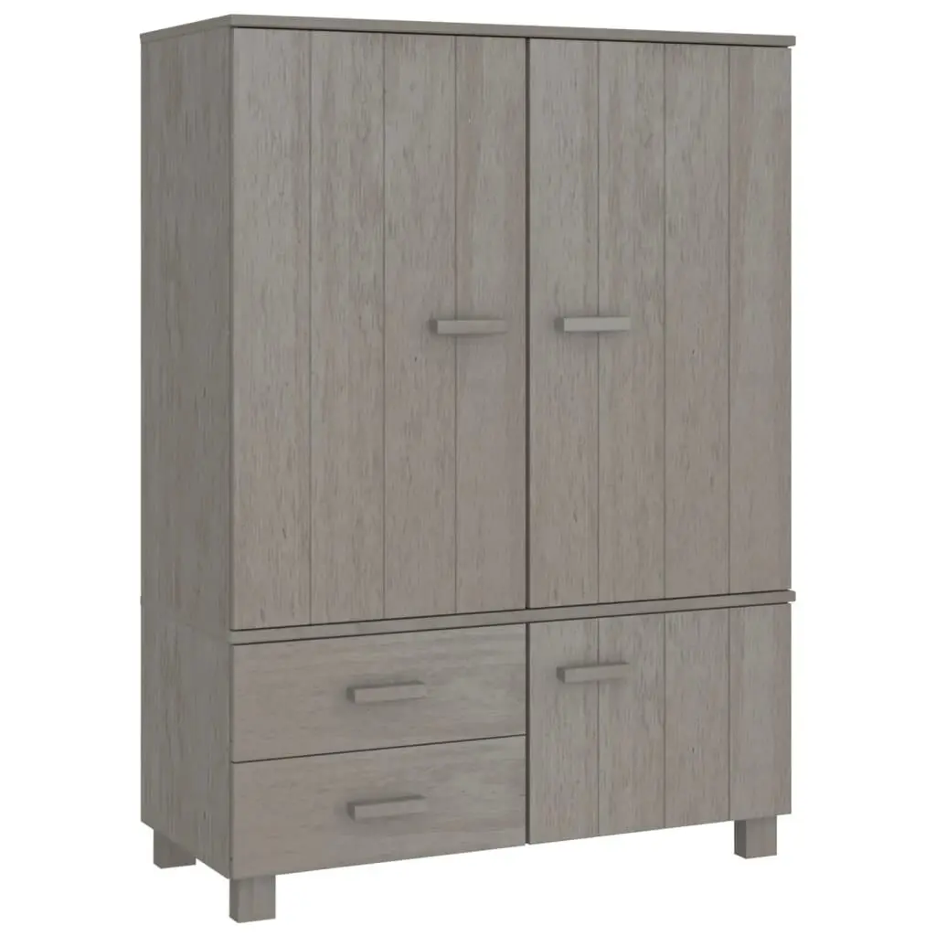 Wardrobe HAMAR Light Gray 39x17.7x53.9 Inches Solid Wood Pine