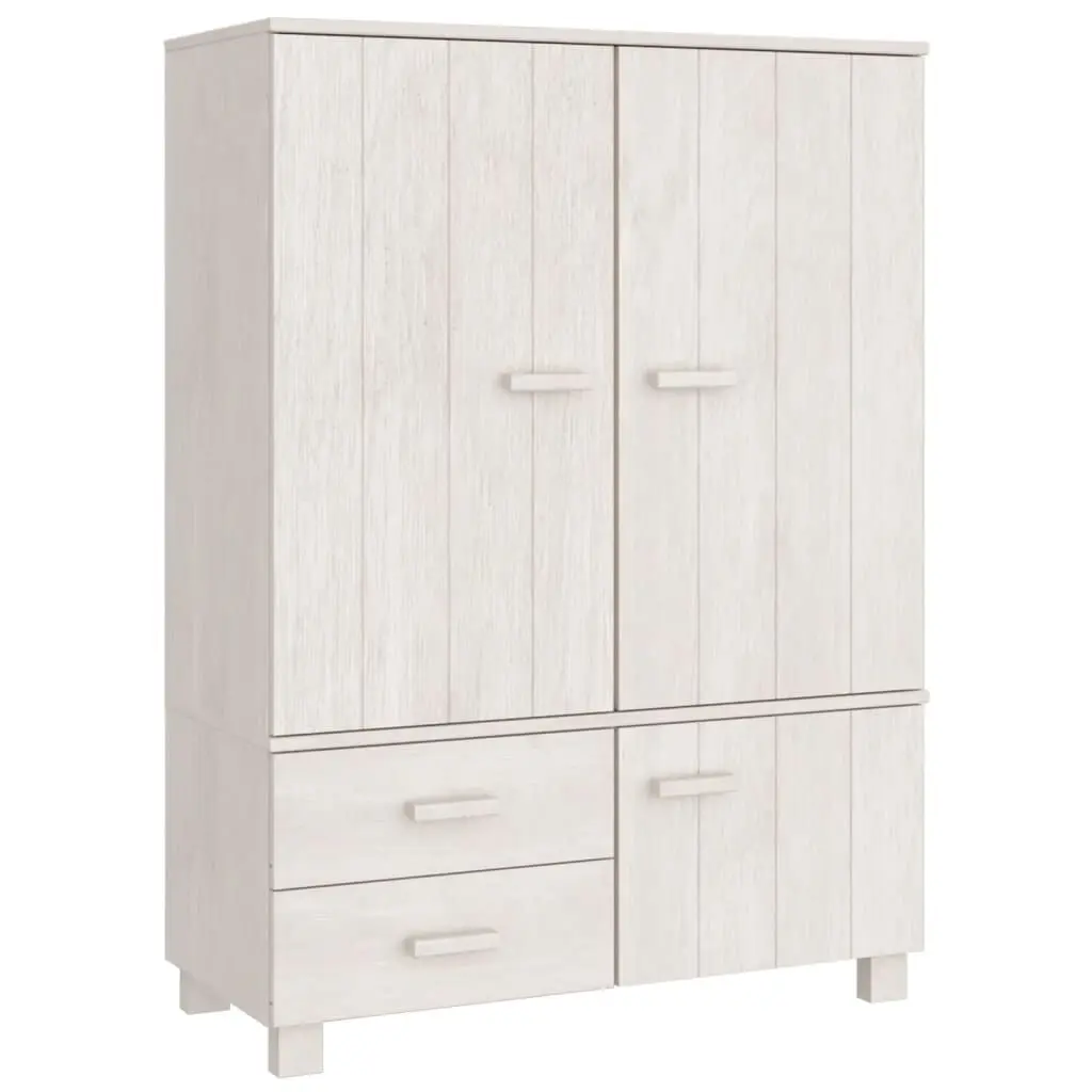 Wardrobe HAMAR White 39x17.7x53.9 Inches Solid Wood Pine Storage Furniture