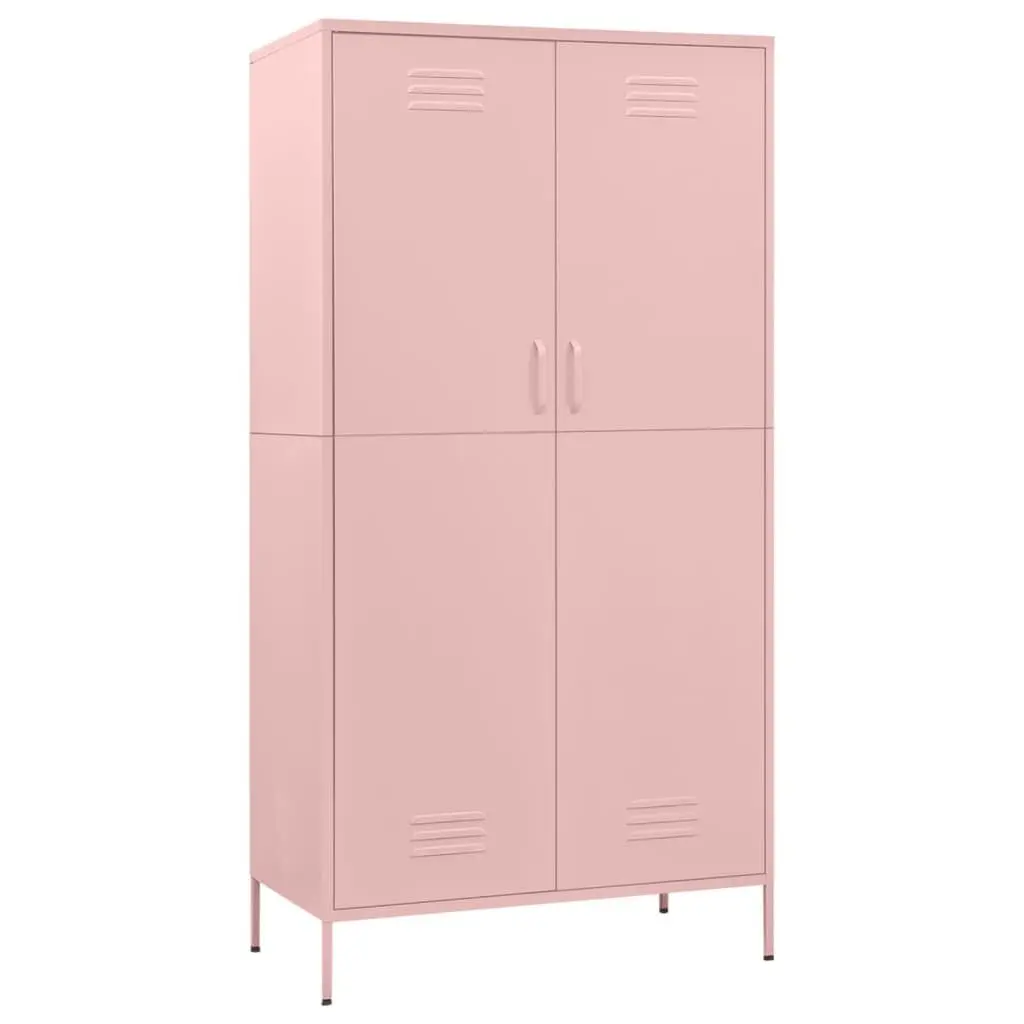 Wardrobe Pink 35.4x19.7x70.9 Inches Steel Contemporary Closet