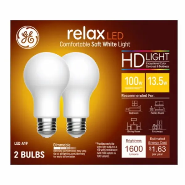 GE 93129807 Relax HD+ LED Light Bulbs 13 Watts Warm White Cozy Home Ambiance