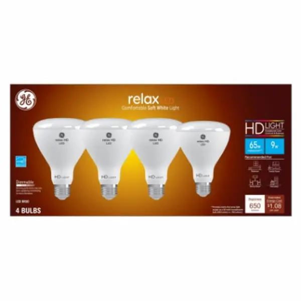 GE 93129940 Relax HD LED Light Bulbs 9 Watts Warm White Relaxing Home Lighting