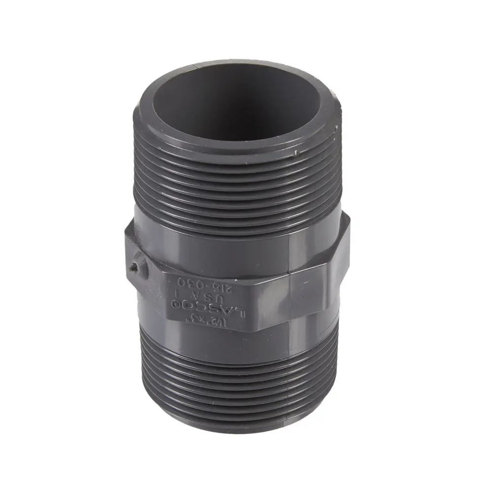 1-1/2" x 3" grey PVC male Nipple Compatible 1.5" Tubing