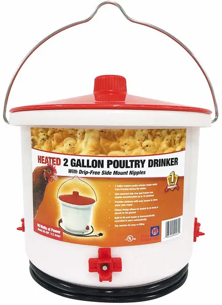 Farm Innovators HB-60P Heated Poultry Drinker 2 Gallon Winter Use