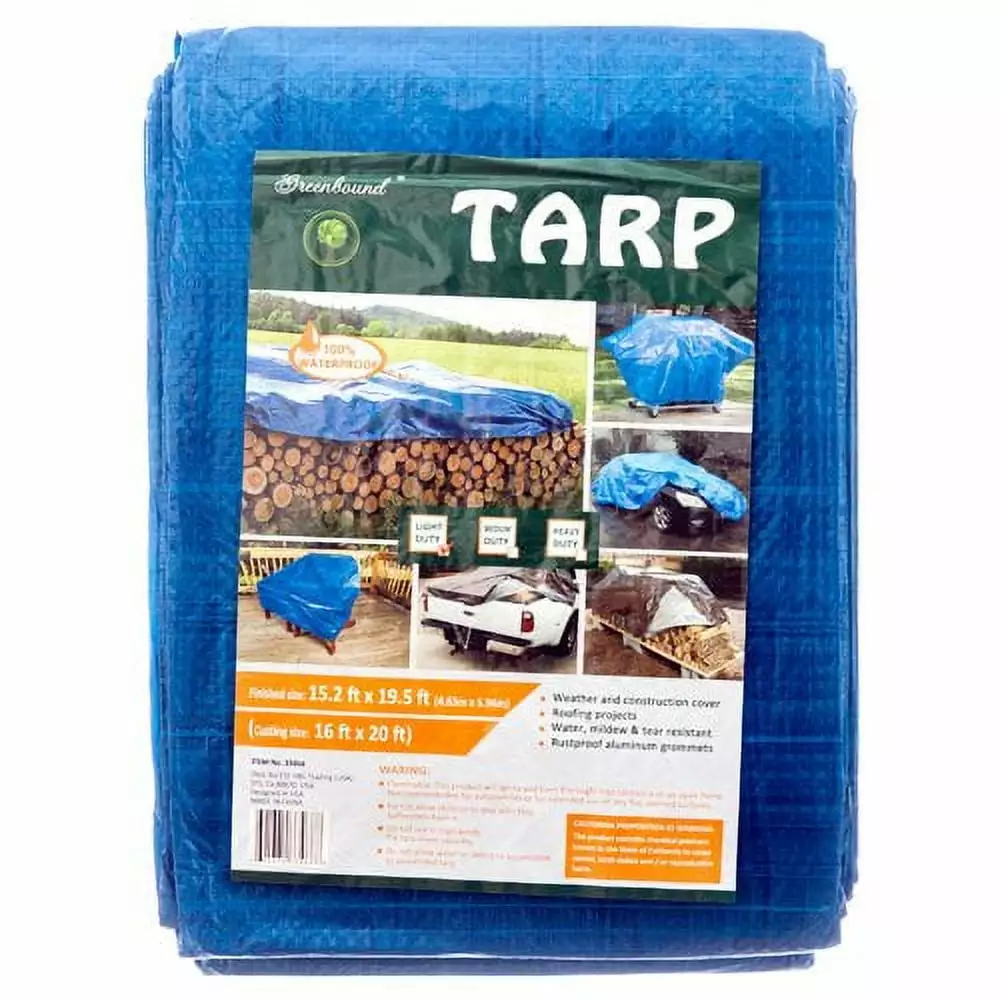 20 ft X 16 ft Waterproof Multi Purpose Blue Tarp Poly Cover Roof Car and Outdoor Use Tarp Supply