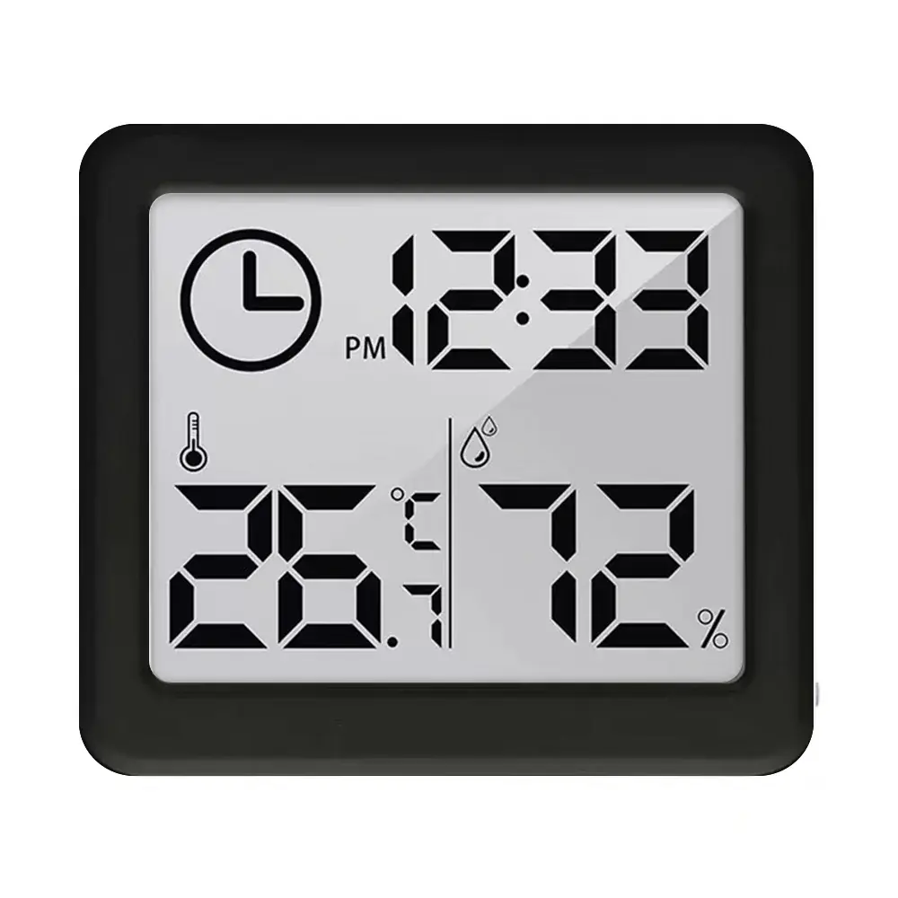 High-Accuracy Thermometer Hygrometer Clock Function, GreenBlue, black,GB384B