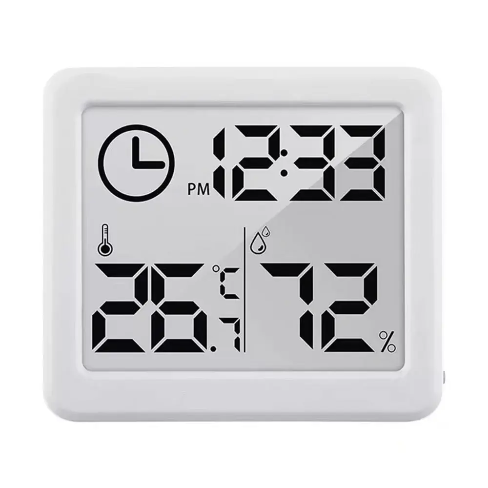 Thermometer Hygrometer Clock Function, GreenBlue, ivory, GB384W