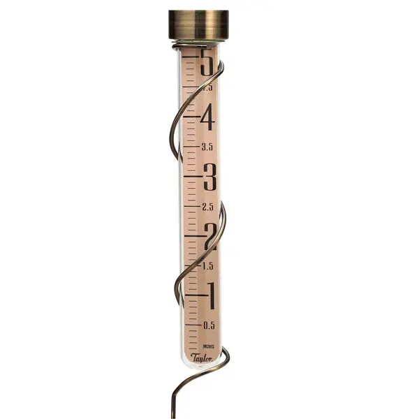 Taylor 484BZ 27 Inch Bronze-Finished Aluminum and Glass Rain Gauge Outdoor Use