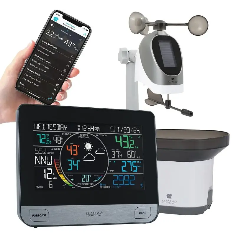 La Crosse V61-WSDTHR Industrial Weather Station, Battery, 32 to 122 deg F, 10 to 99 % Humidity Range, LCD Display
