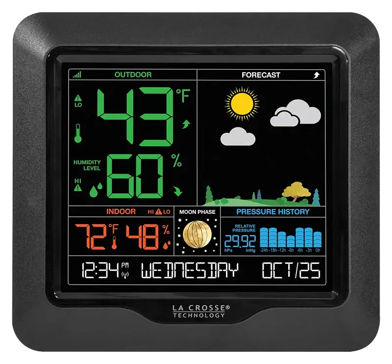 Professional Grade La Crosse 308-1416 Weather Station Backlight and Barometric Pressure, Battery, 10 to 99 % Humidity Range