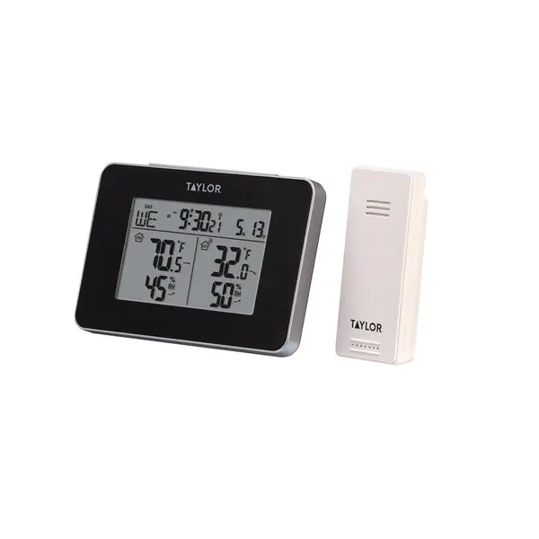 Taylor 1731 Wireless Weather Station Black Indoor Outdoor Temperature