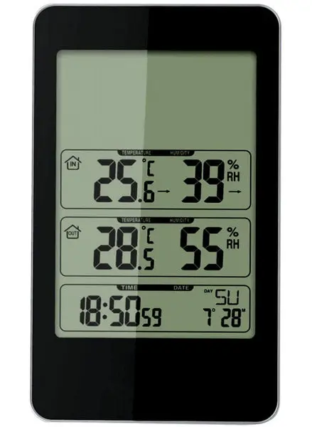 Taylor 1733 Wireless Digital Weather Station Indoor Outdoor Thermometer Black