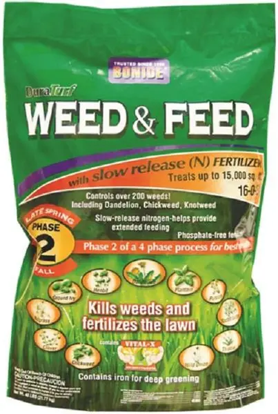 Bonide 60425 Weed and Feed Fertilizer 15000 Sq Ft Lawn Care Weed Killer